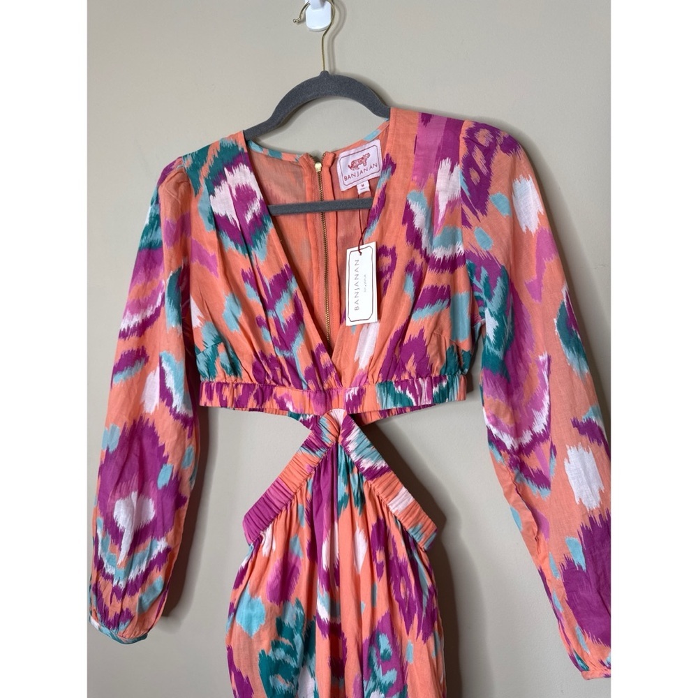 NWT Banjanan Camilla Ikat Floral Spice Midi Dress Multicolor Size Medium - Picture 3 of 11